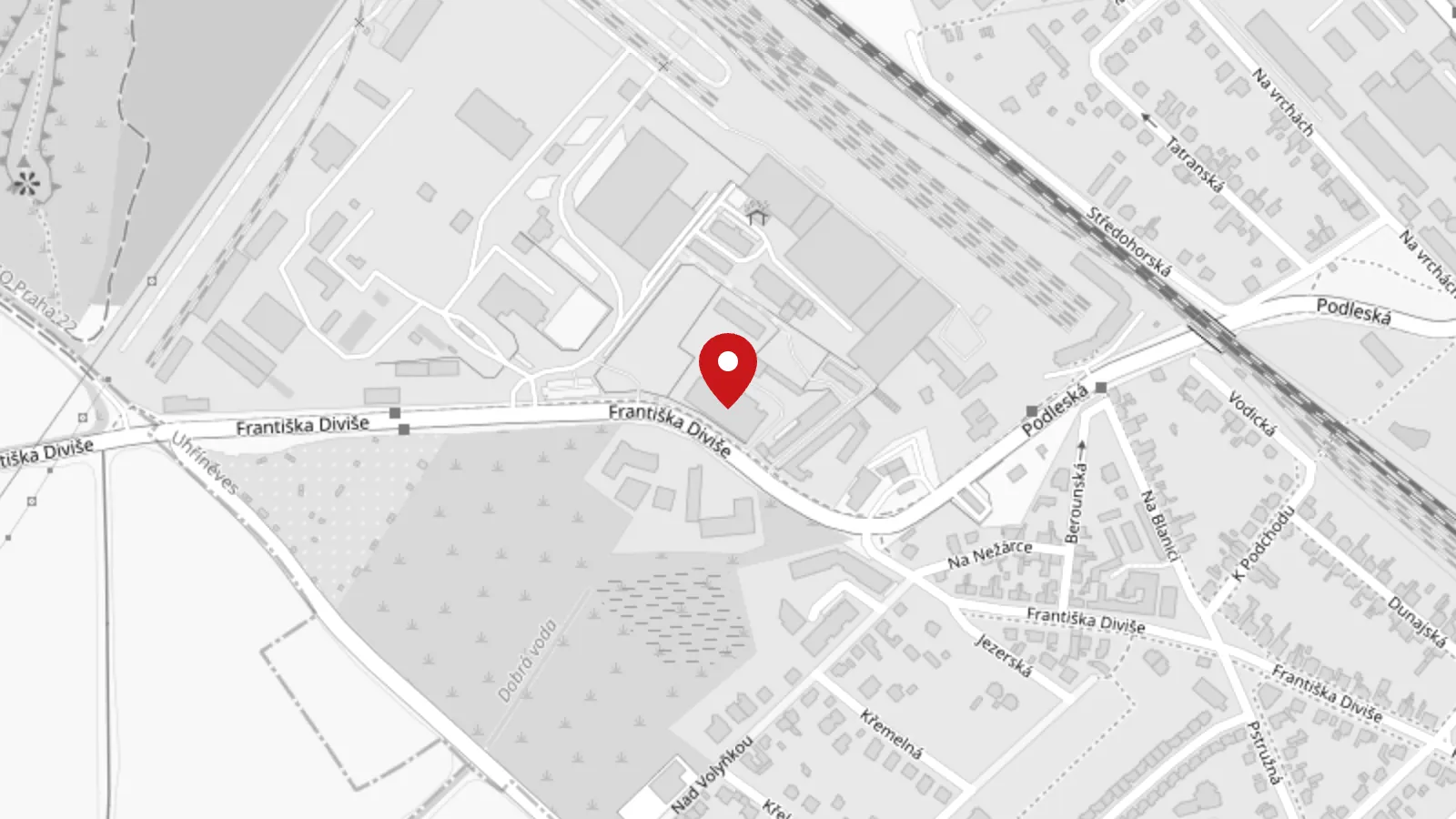Mapa okolí dílny kovo-praha, Františka Diviše 585/3, Praha-Uhříněves